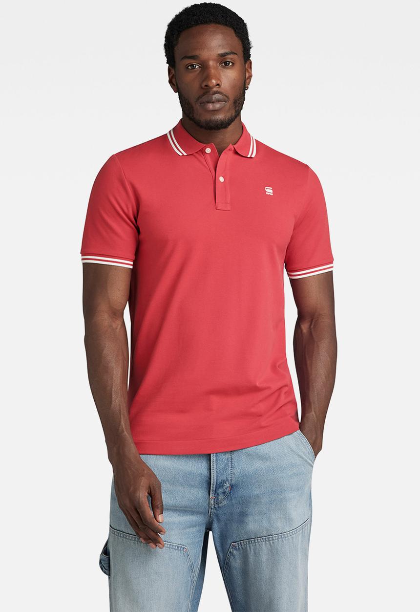 G-STAR - Dunda slim stripe polo s\s Premium stretch pk o  - finch