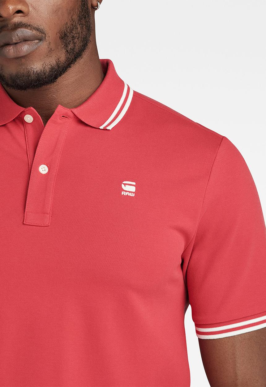 G-STAR - Dunda slim stripe polo s\s Premium stretch pk o  - finch
