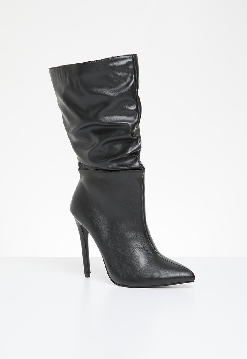 Madison® - Kessa ruched stiletto boot - black