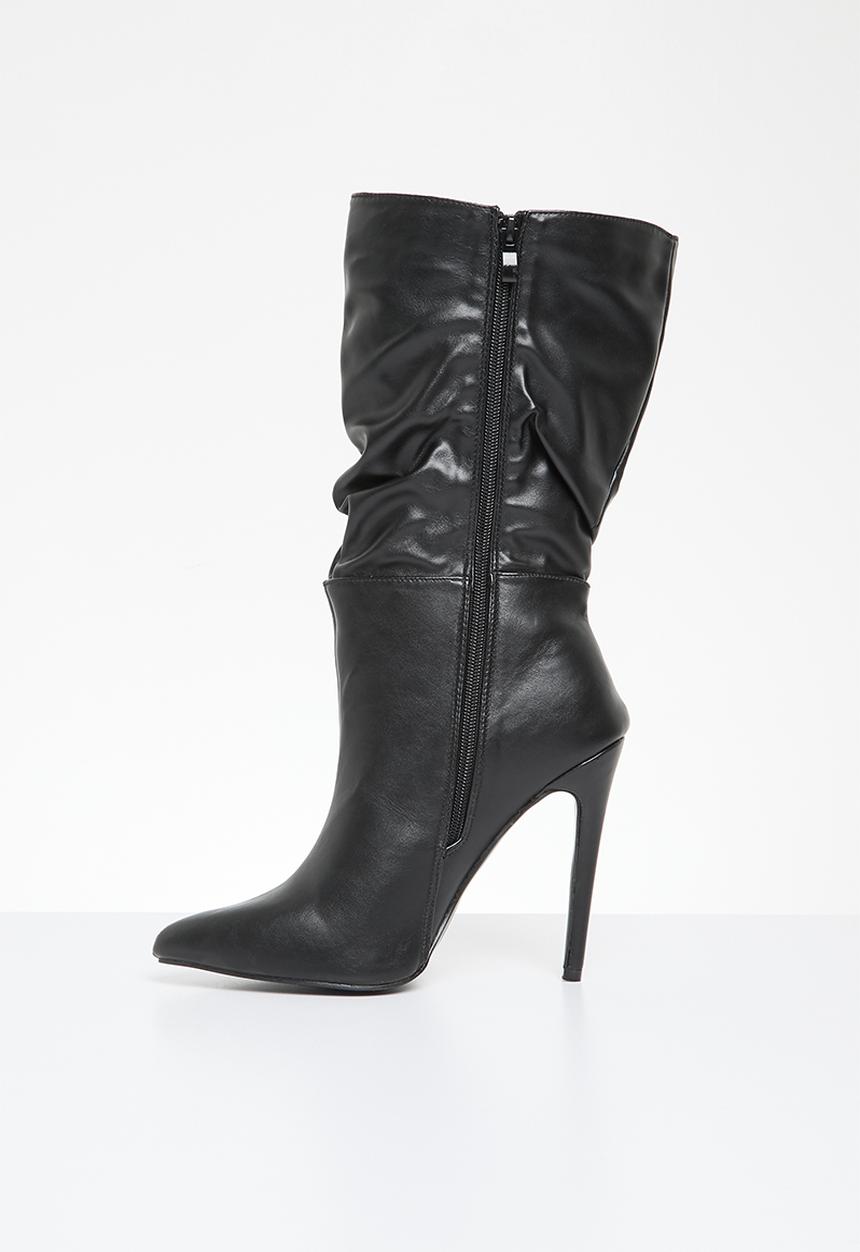 Madison® - Kessa ruched stiletto boot - black
