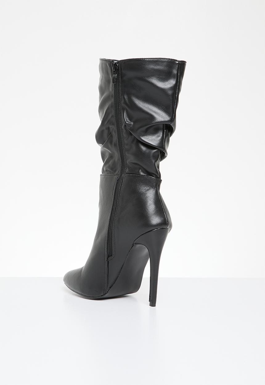 Madison® - Kessa ruched stiletto boot - black