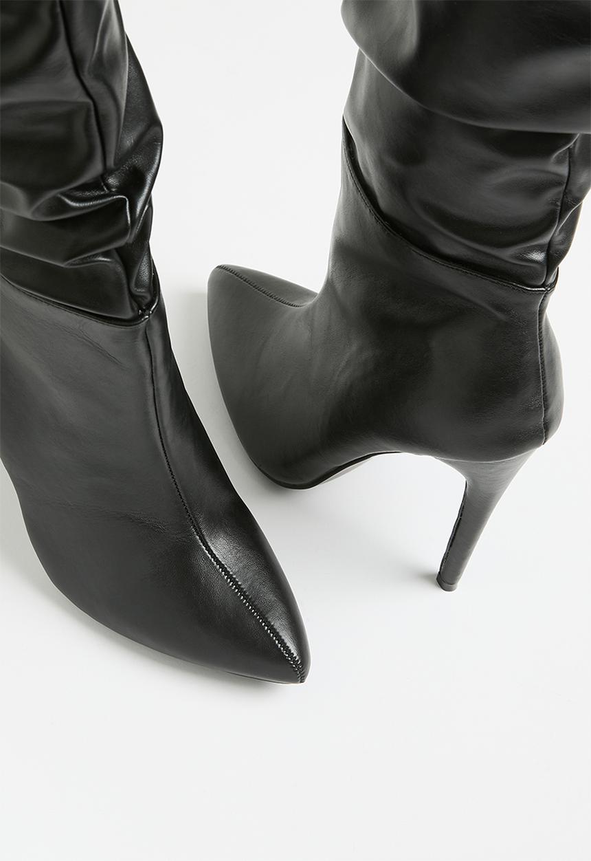 Madison® - Kessa ruched stiletto boot - black