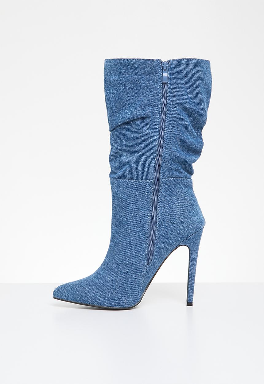 Madison® - Kessa ruched stiletto boot - blue