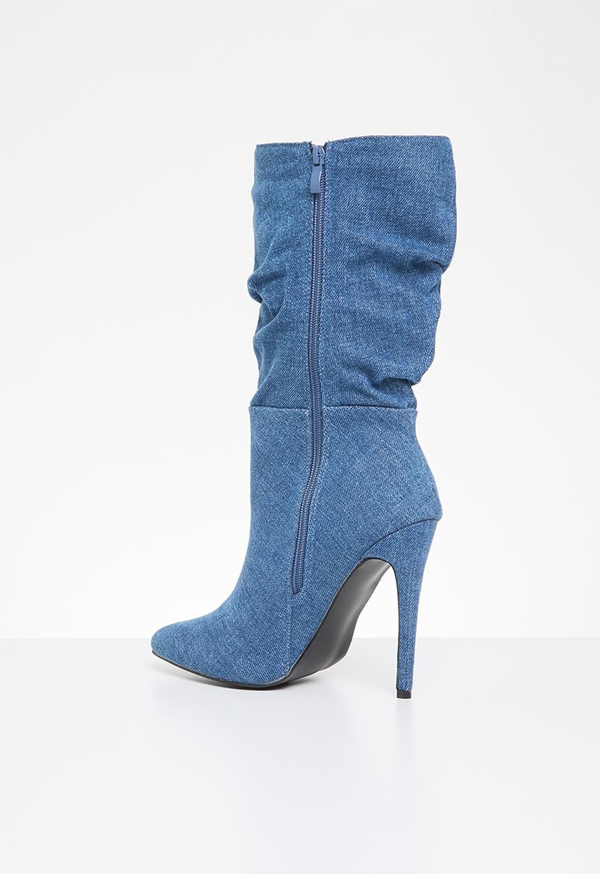 Madison® - Kessa ruched stiletto boot - blue