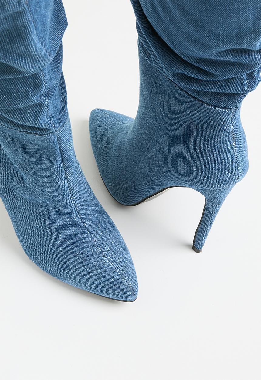 Madison® - Kessa ruched stiletto boot - blue
