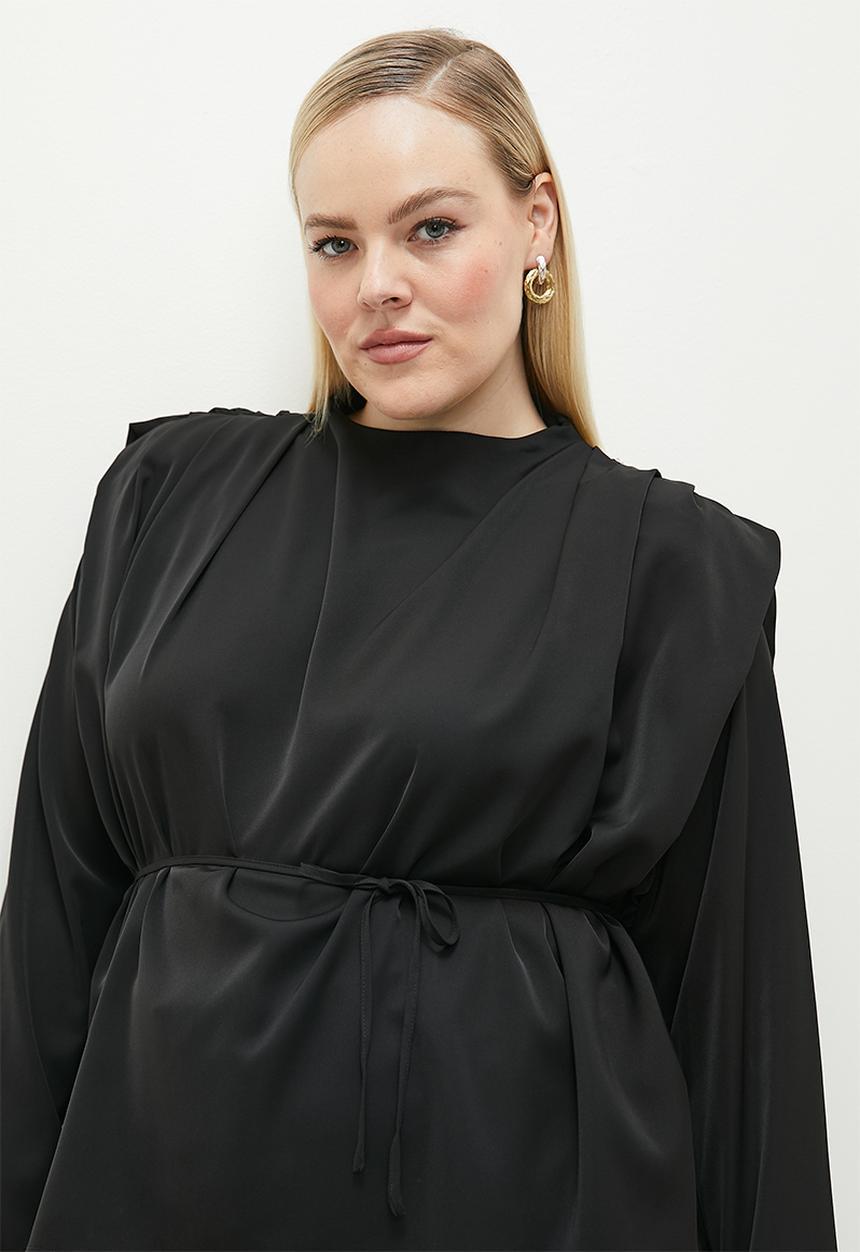 edit - Draped twill blouse - black