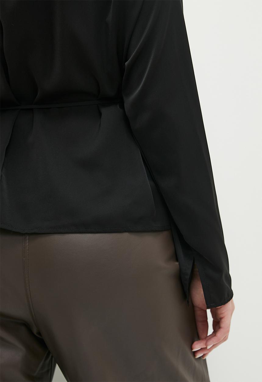 edit - Draped twill blouse - black