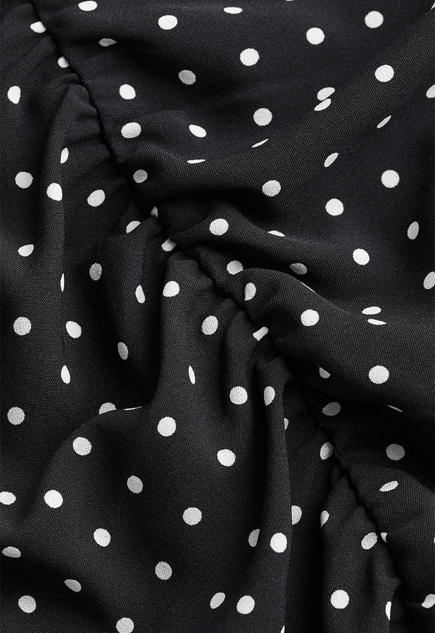 H&M - Gathered dress - black & spotted