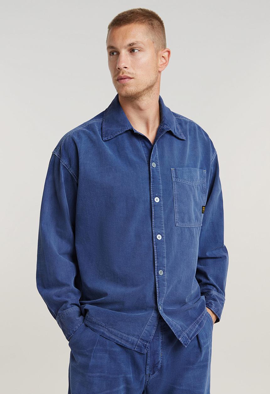 G-STAR - Boxy Fit shirt l\sLt wt illinois ecru chambray - faded ciel blue gd