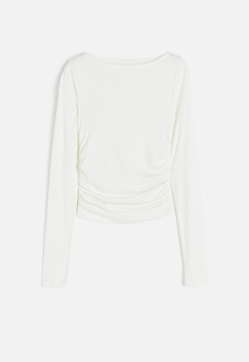 H&M - Gathered jersey top - cream