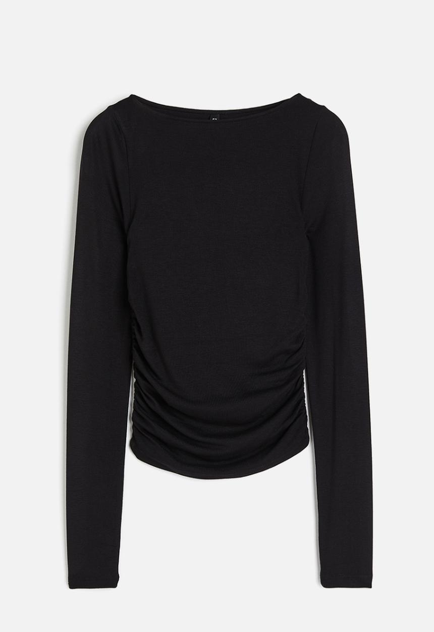 H&M - Gathered jersey top - black