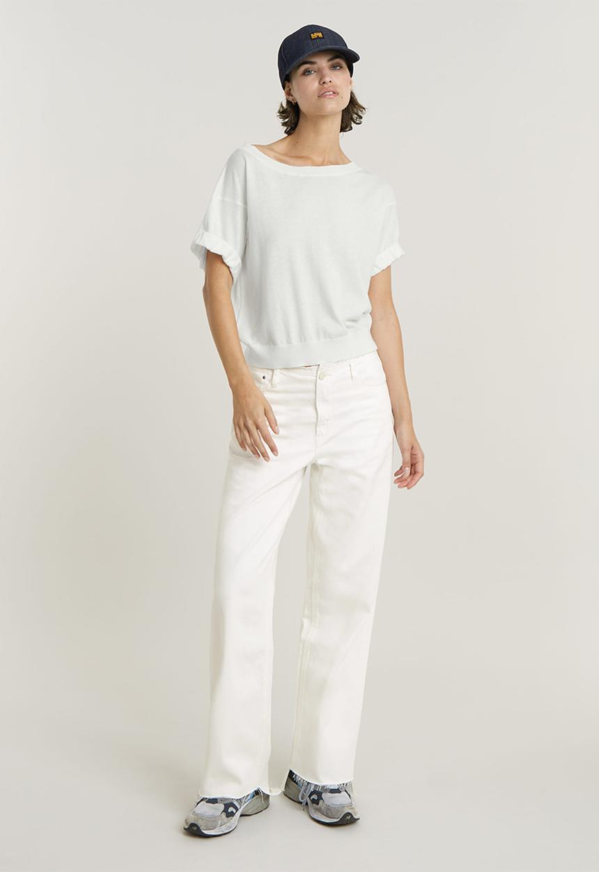 G-STAR - Blousy boat neck jumper loose wmn - lt chalk