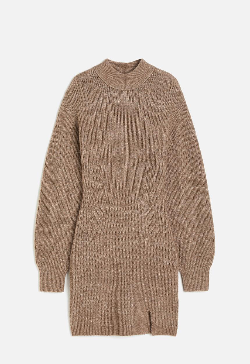 H&M - Knitted turtleneck dress - beige