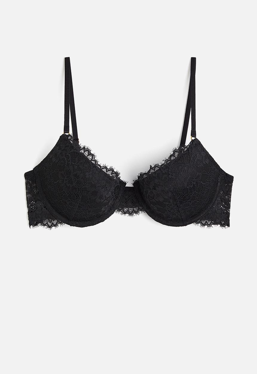 H&M - Lace push-up bra - black
