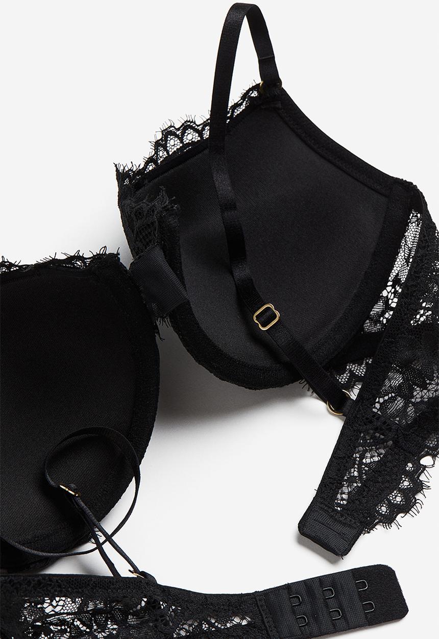 H&M - Lace push-up bra - black