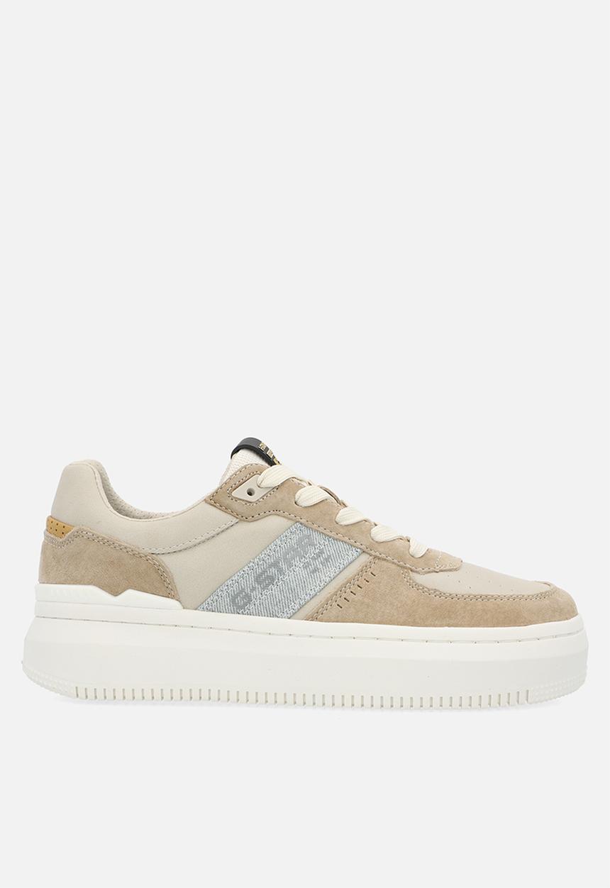 G-STAR - Eve Leather Denim Sneakers - Off White & Sand 