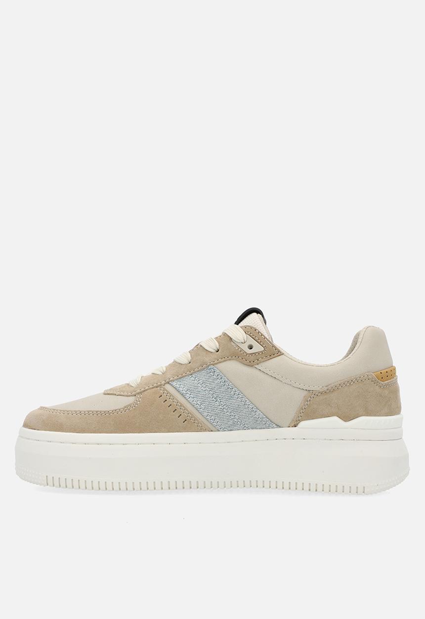 G-STAR - Eve Leather Denim Sneakers - Off White & Sand 