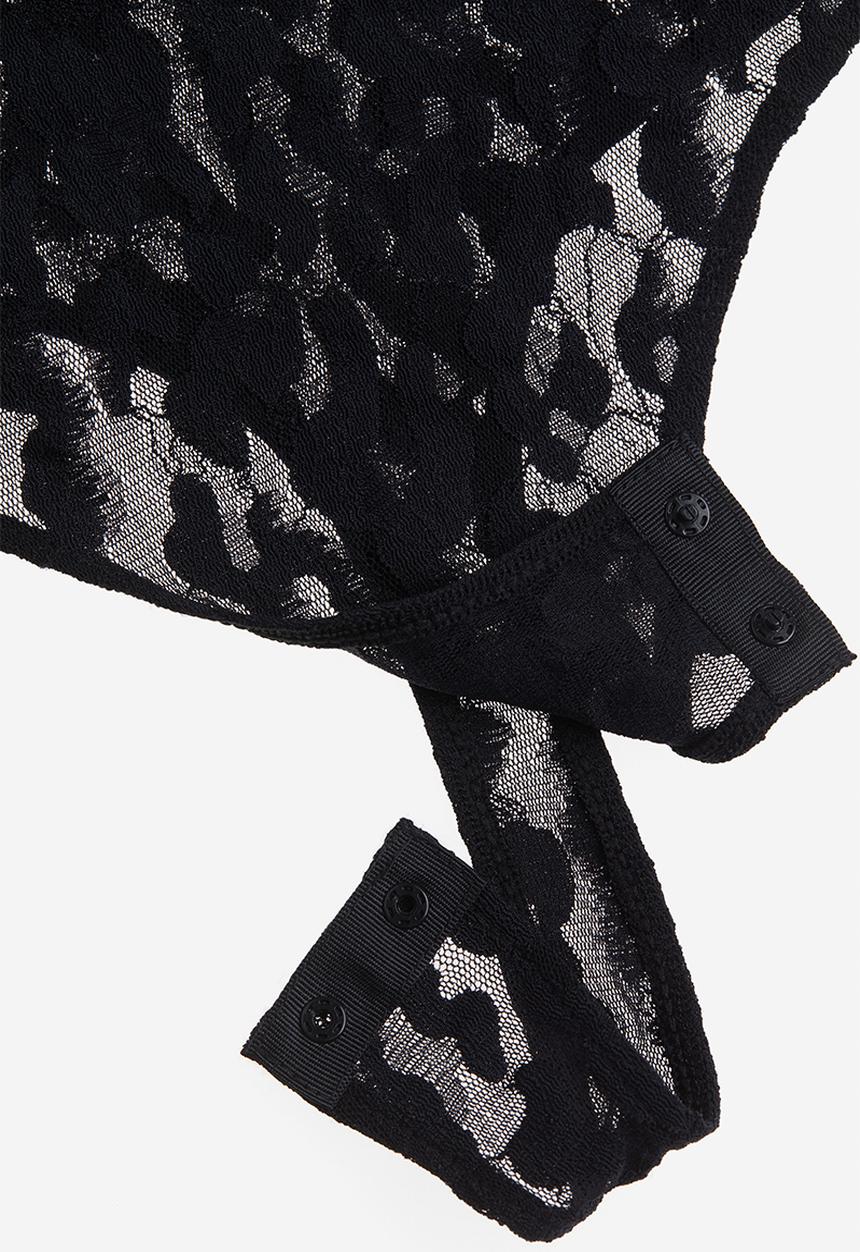 H&M - Lace thong body - black