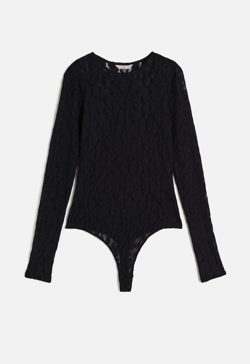 H&M - Lace thong body - black