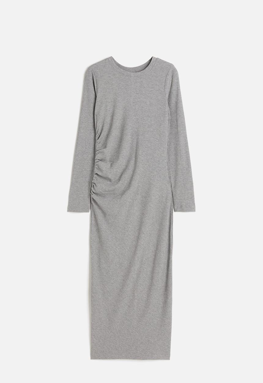 H&M - Gathered bodycon dress - grey marl 