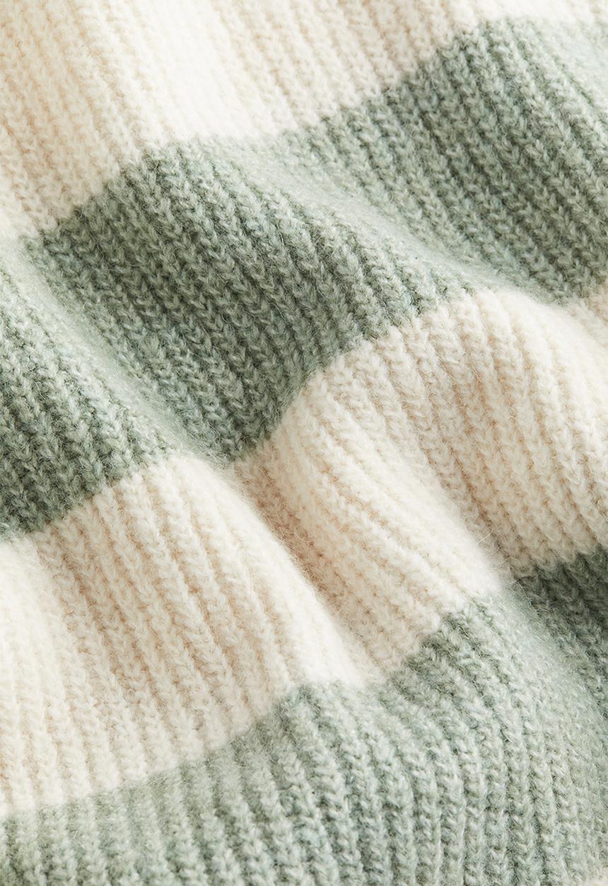 H&M - Rib-knit jumper - dusty green/striped