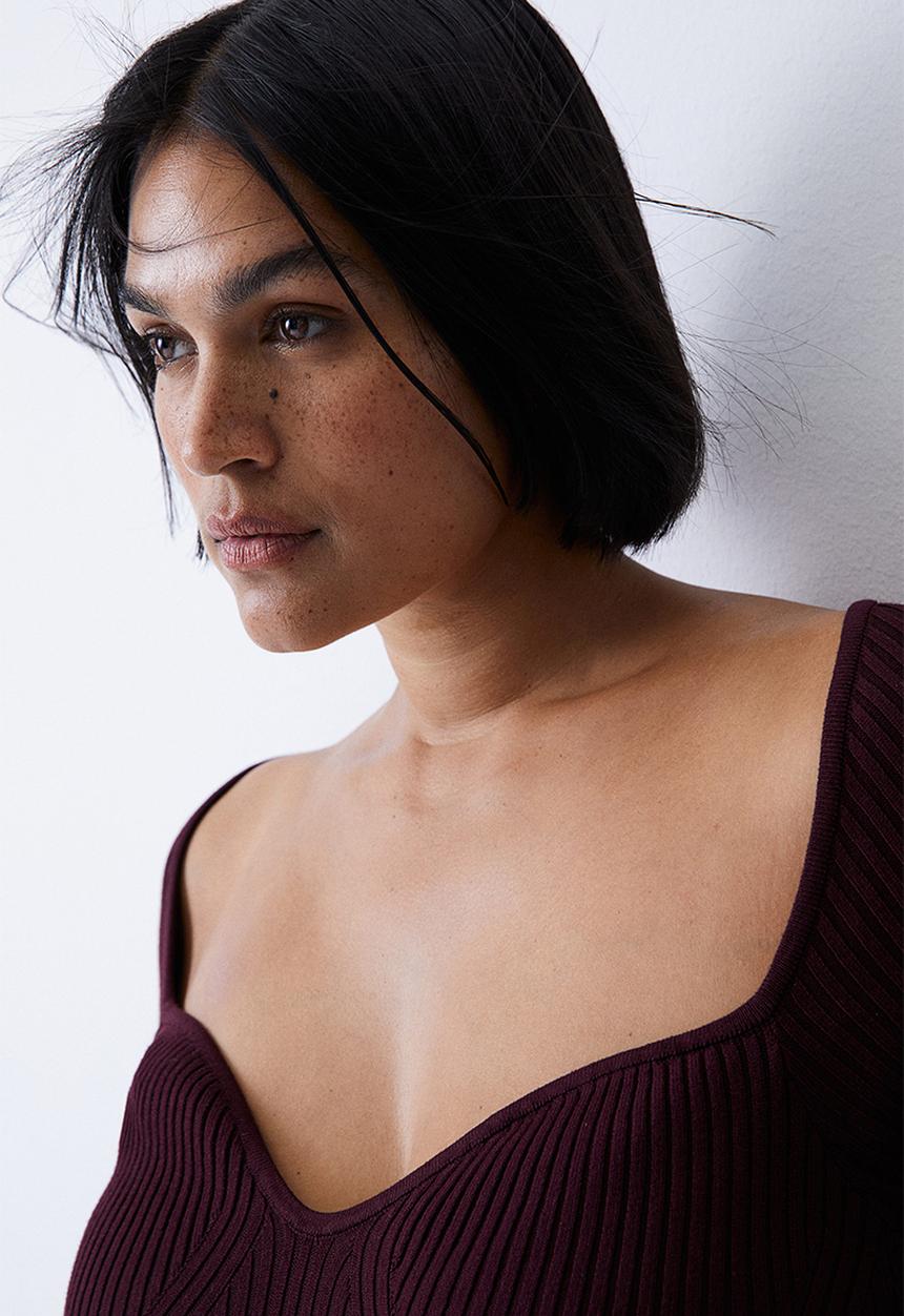 H&M - Rib-knit dress - burgundy