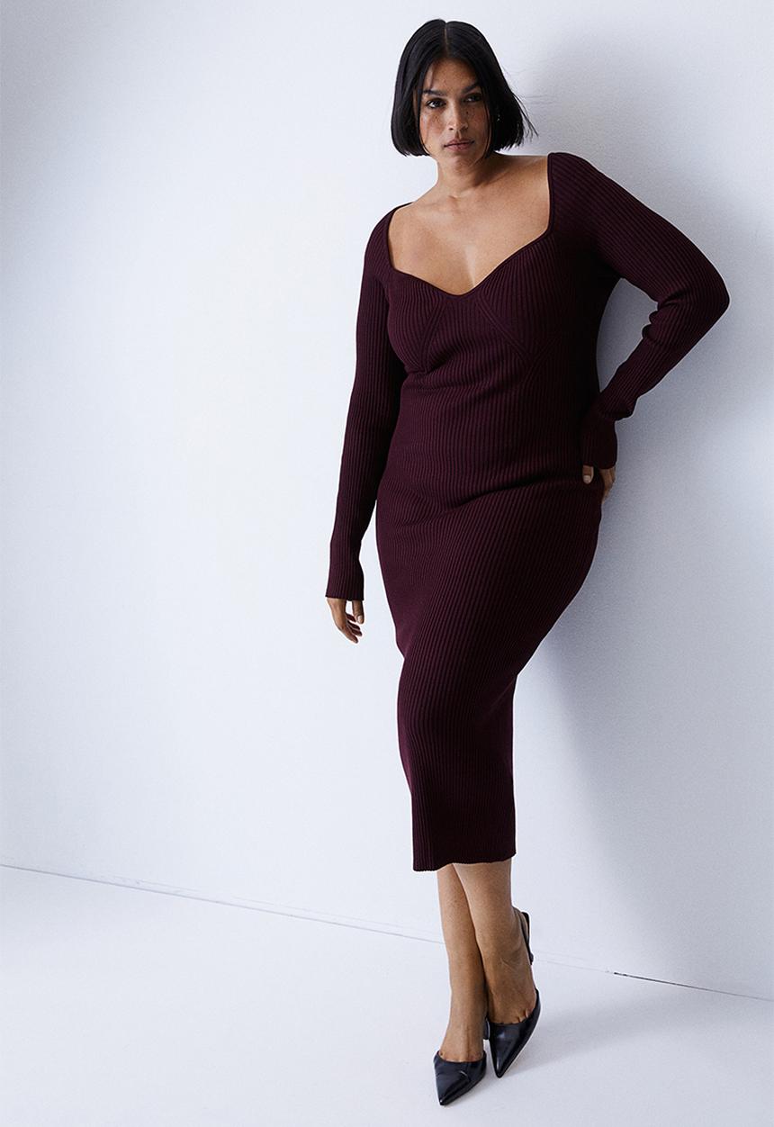 H&M - Rib-knit dress - burgundy