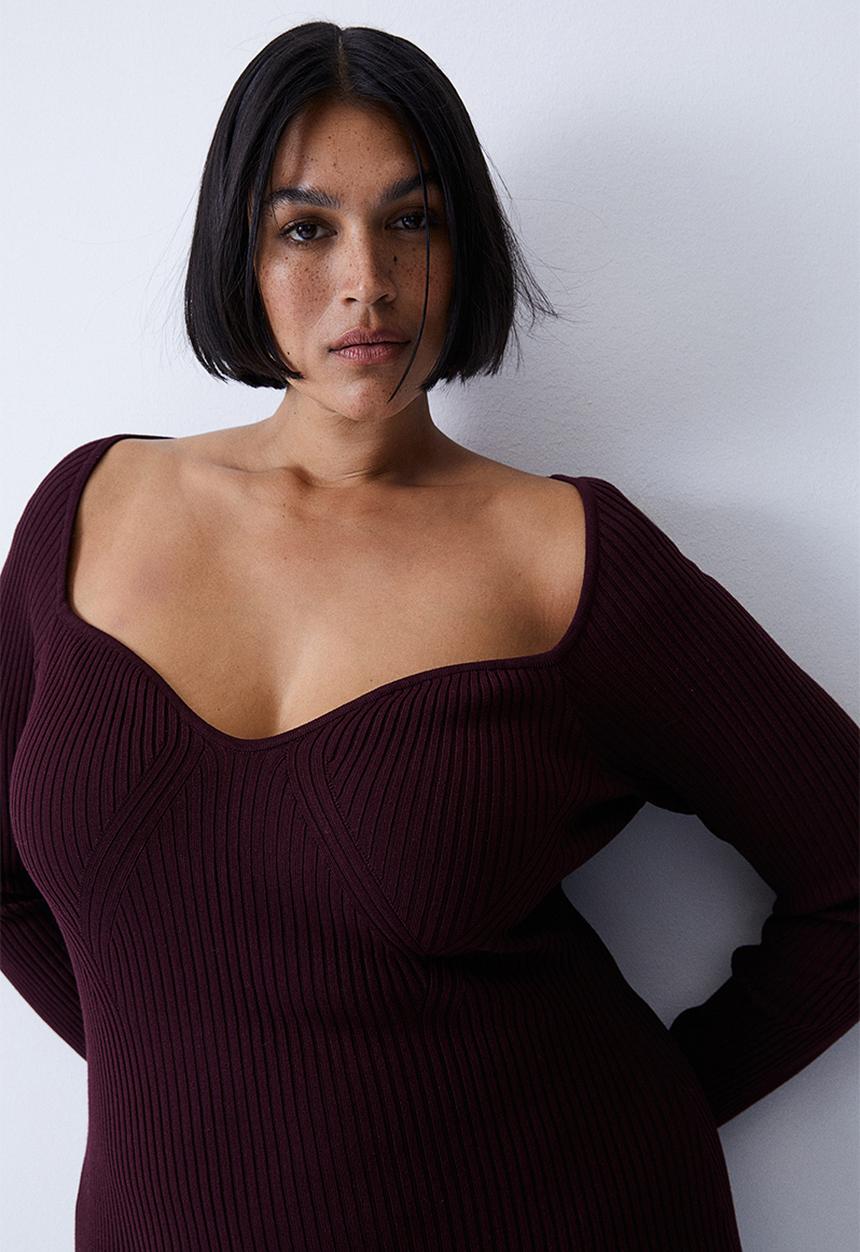 H&M - Rib-knit dress - burgundy
