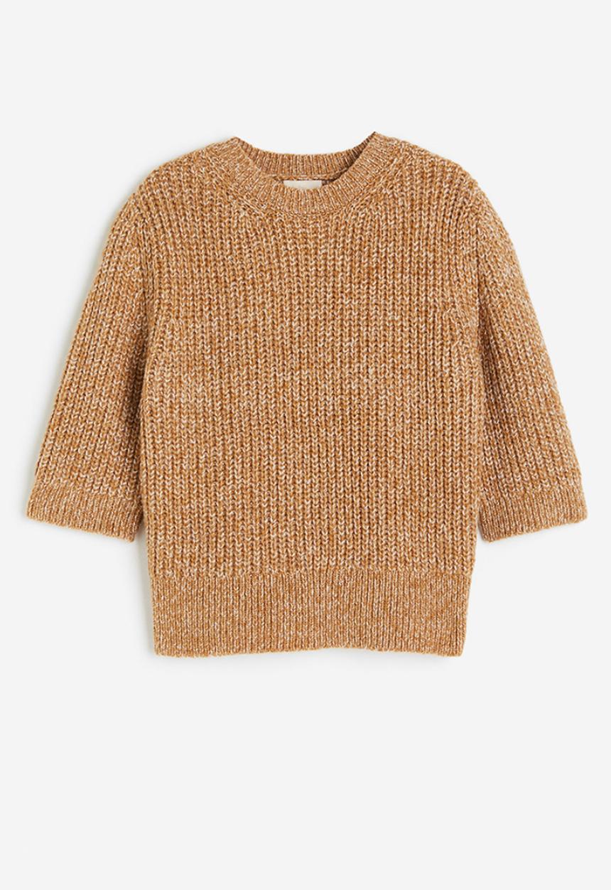 H&M - Rib-knit top - dark beige marl