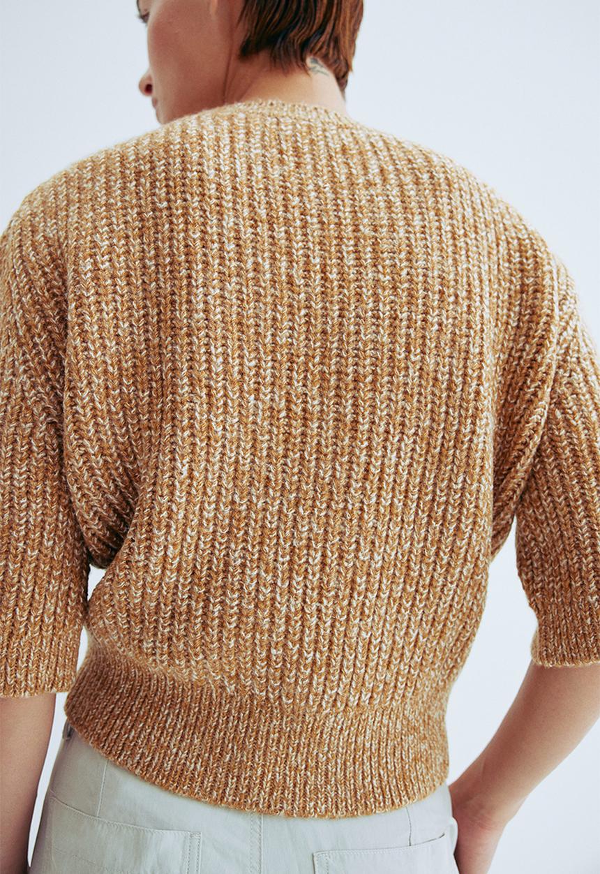 H&M - Rib-knit top - dark beige marl