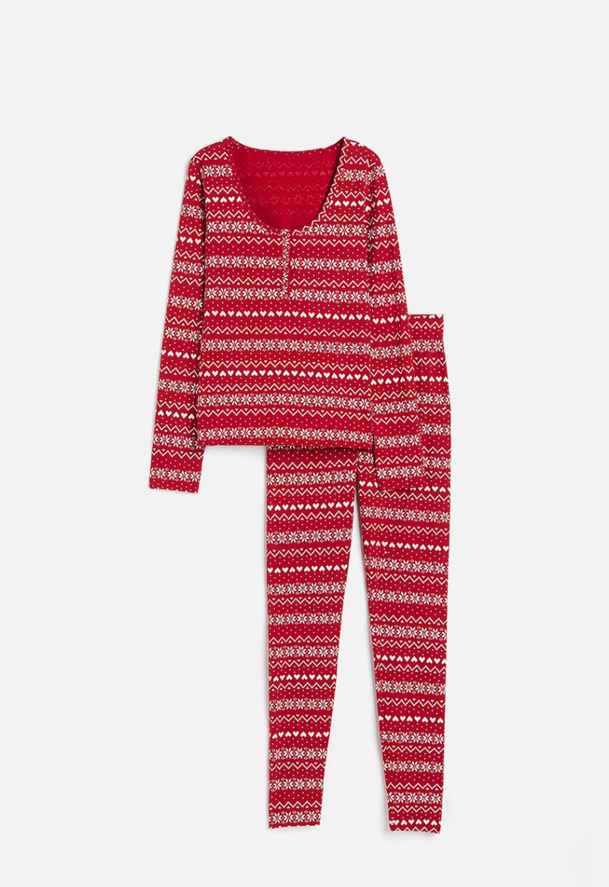 H&M - Ribbed cotton pyjamas - red,multi