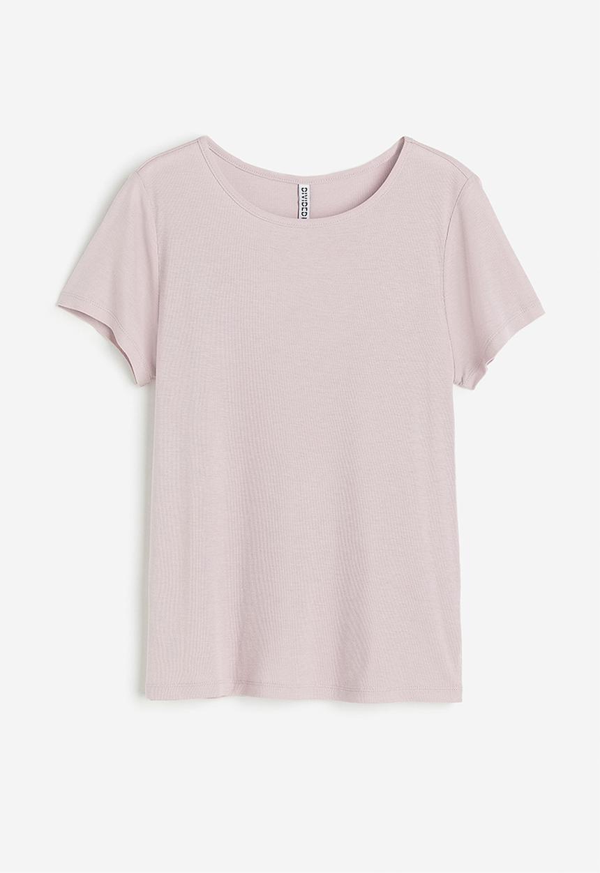 H&M - Ribbed T-shirt - dusty pink