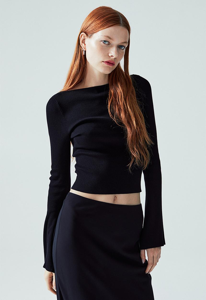 H&M - Rib-knit top - black