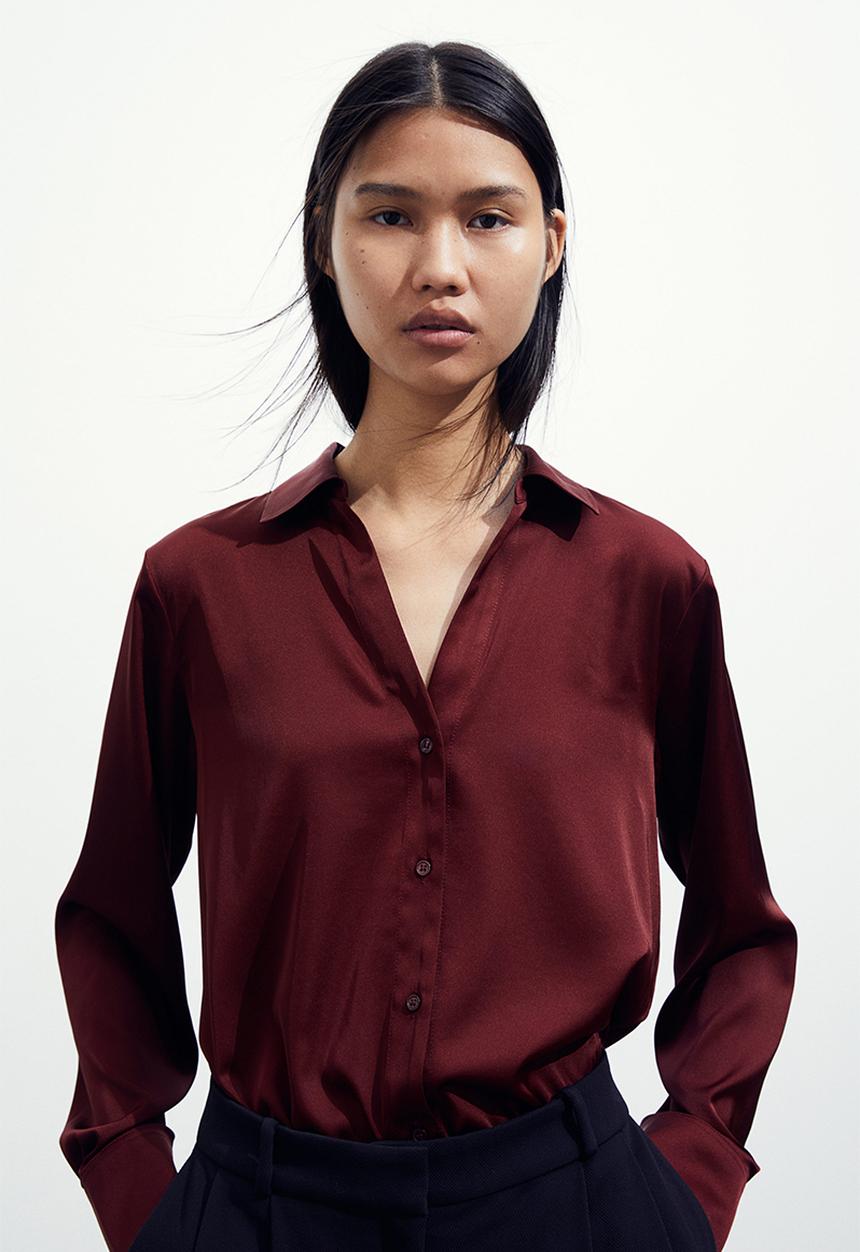 H&M - V-neck blouse - burgundy