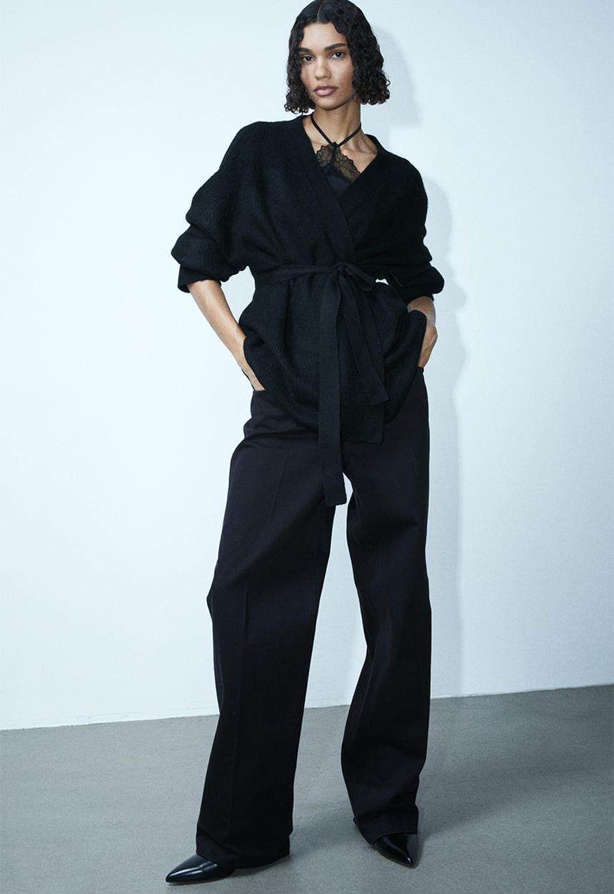 H&M - Tie-belt cardigan - black