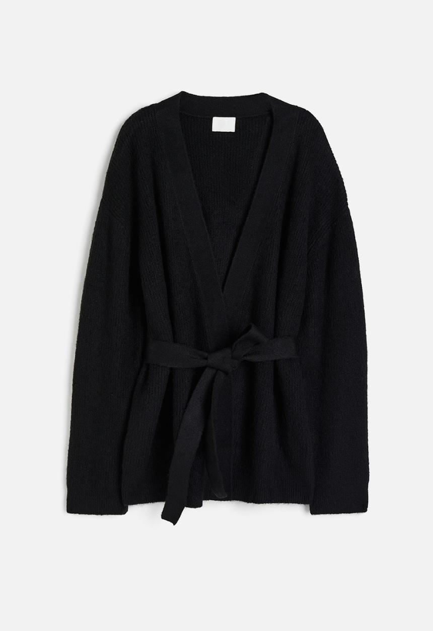 H&M - Tie-belt cardigan - black