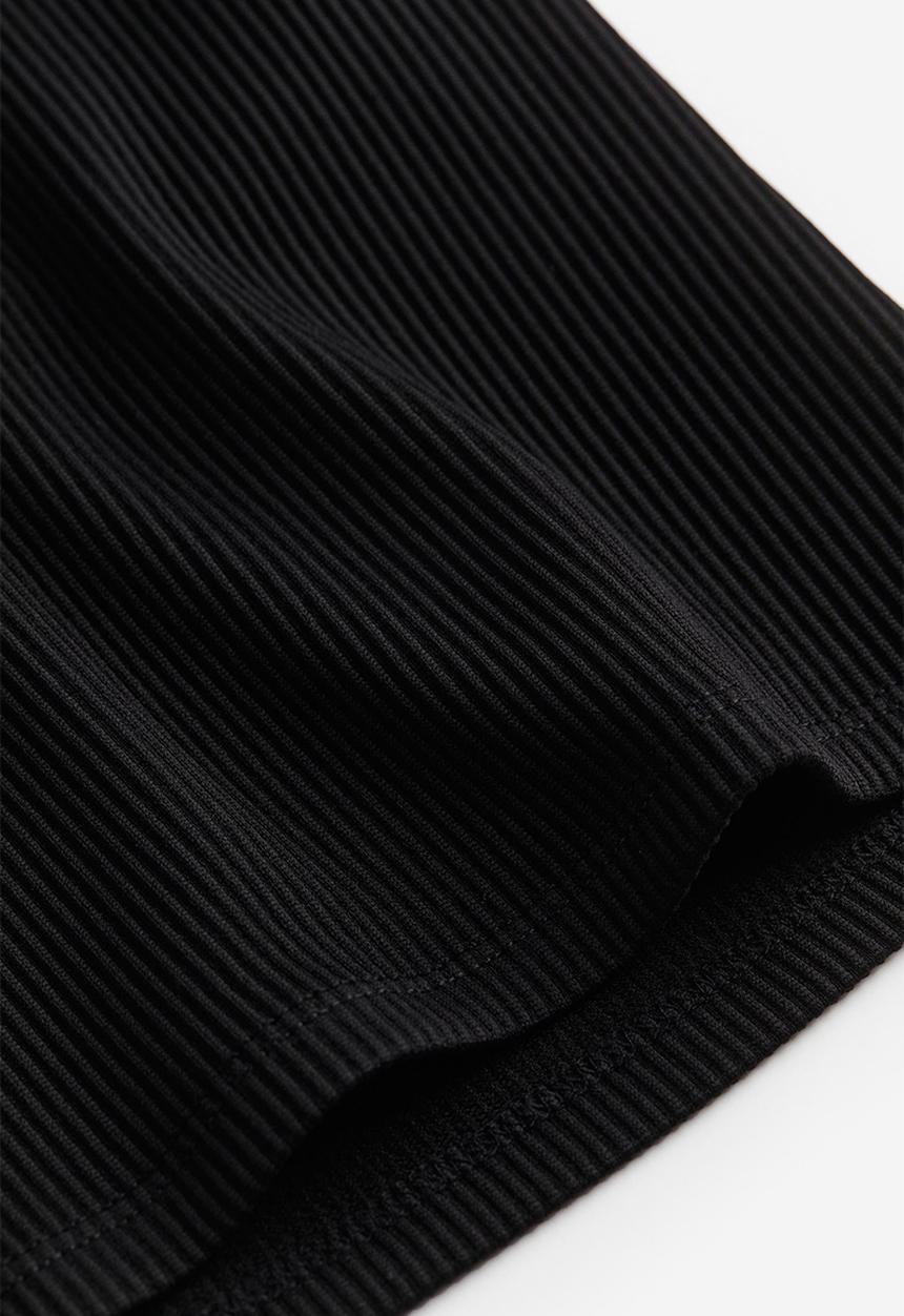 H&M - Cropped jersey top - black