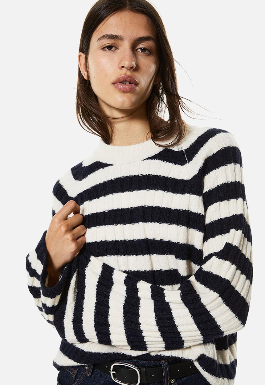 H&M - Rib-knit jumper - navy blue striped
