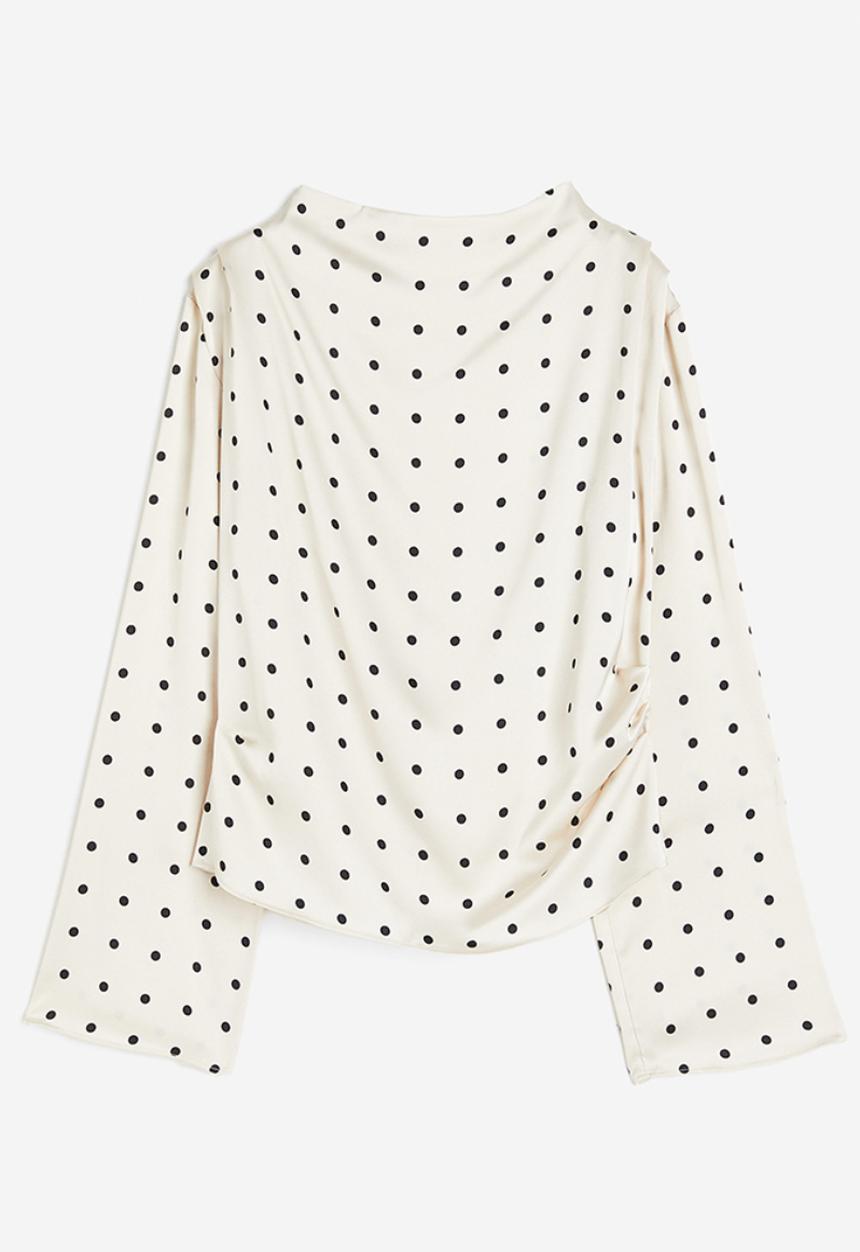 H&M - Satin blouse - white/spotted