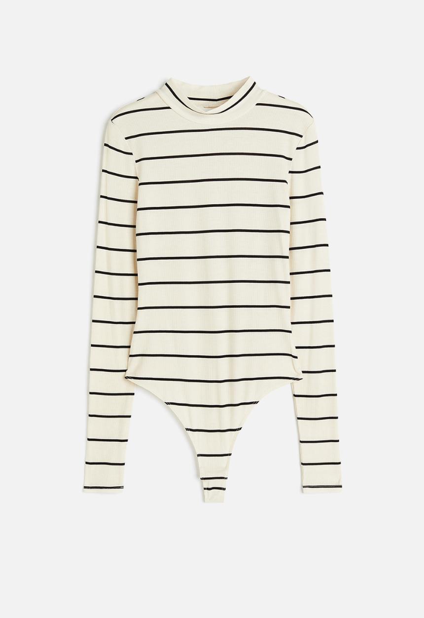 H&M - Turtleneck thong body - cream/striped