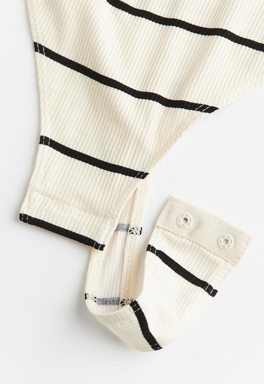 H&M - Turtleneck thong body - cream/striped