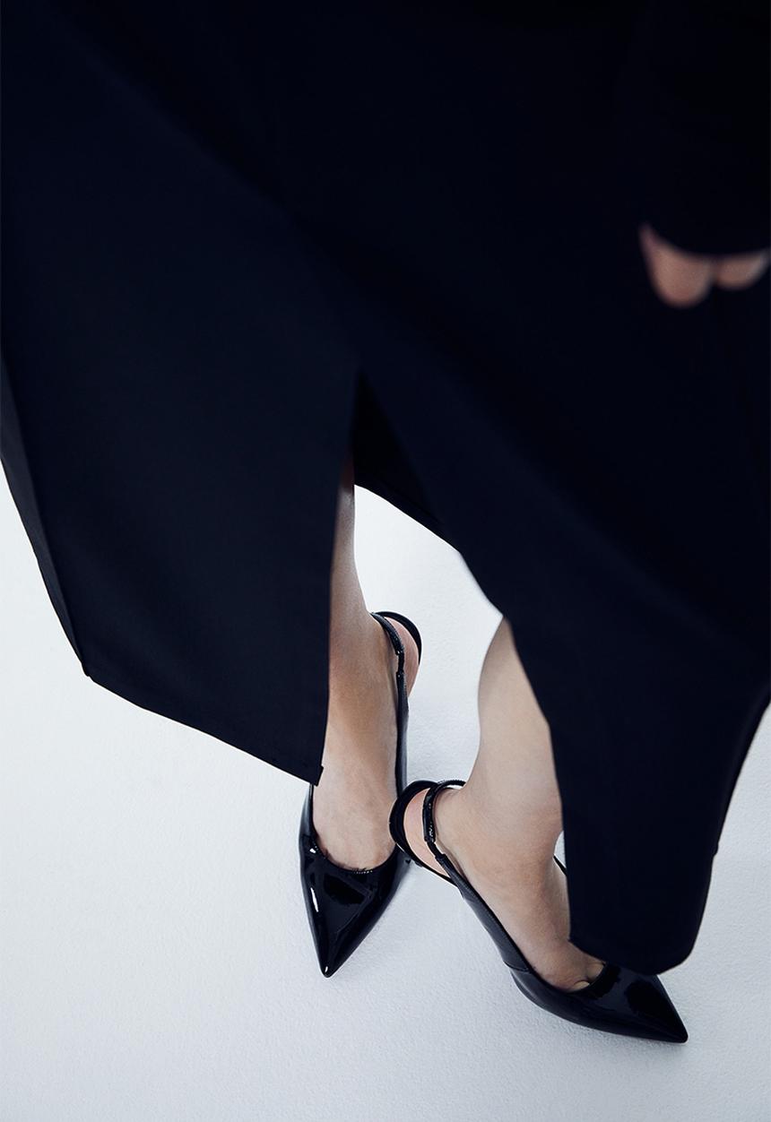 H&M - Slit-hem twill skirt - black