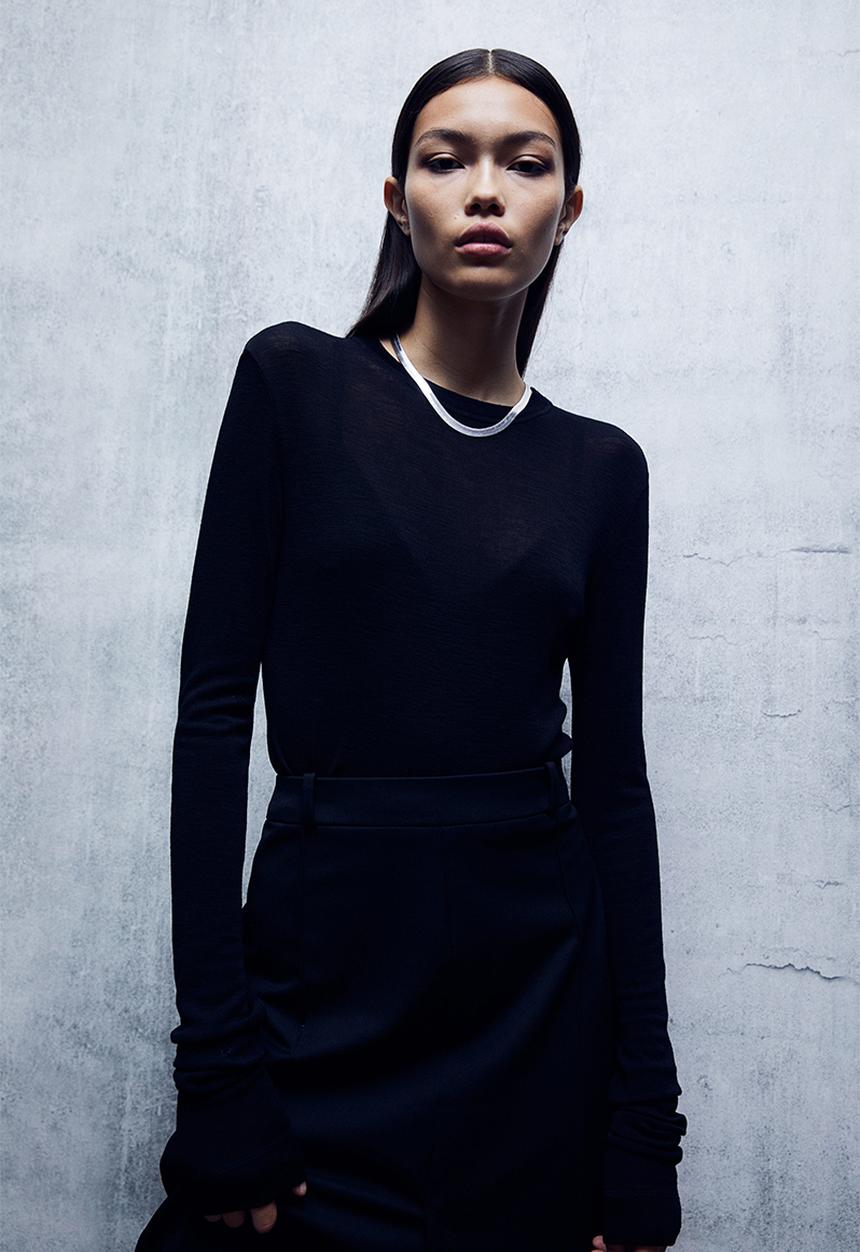 H&M - Slit-hem twill skirt - black