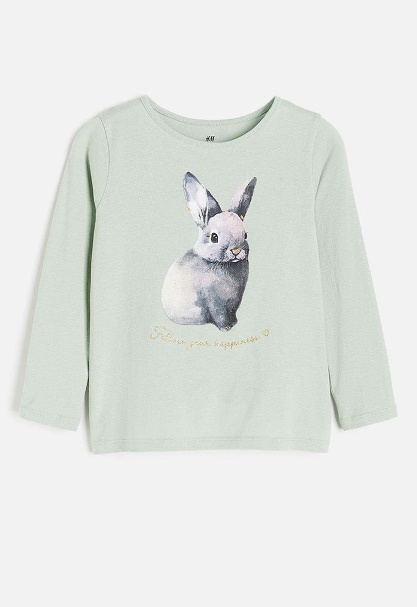 H&M - Printed jersey top - green