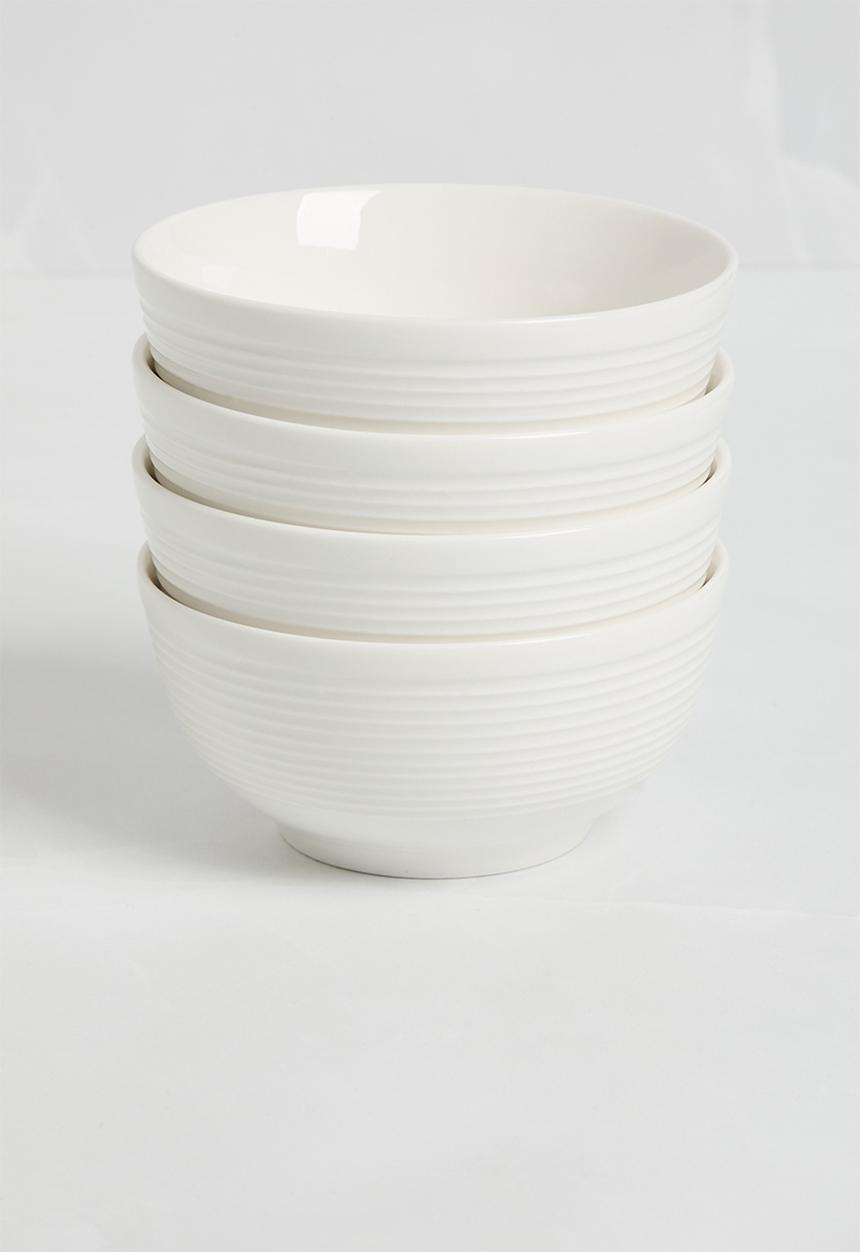 Sixth Floor - Lines cereal bowl set of 4 - White