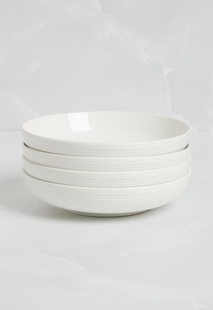 Sixth Floor - Lines pasta bowl set of 4 - White