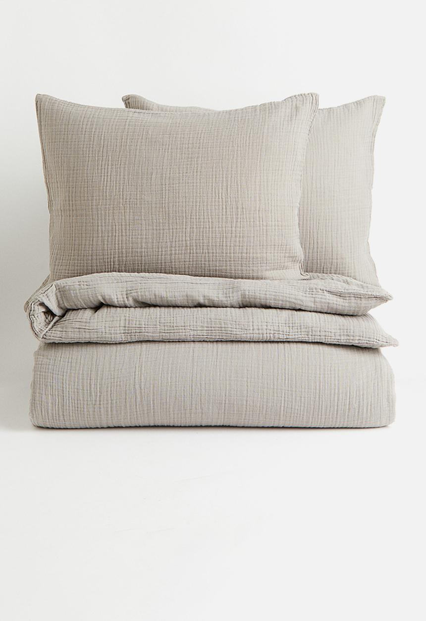 H&M - Muslin double/king duvet cover set - beige