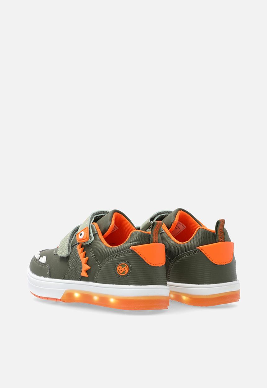 Bubblegummers - Neon light up sneakers - military green/orange