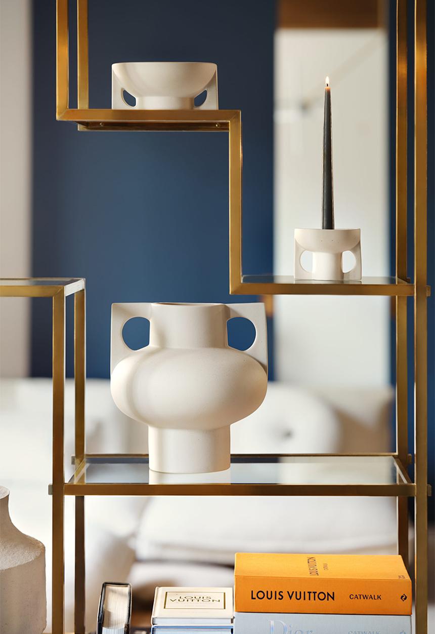 H&M - Stoneware candle holder - white