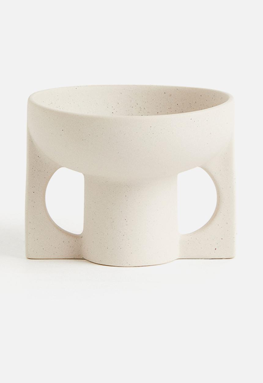 H&M - Stoneware candle holder - white